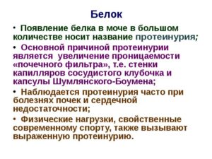 Появление белка в моче называется