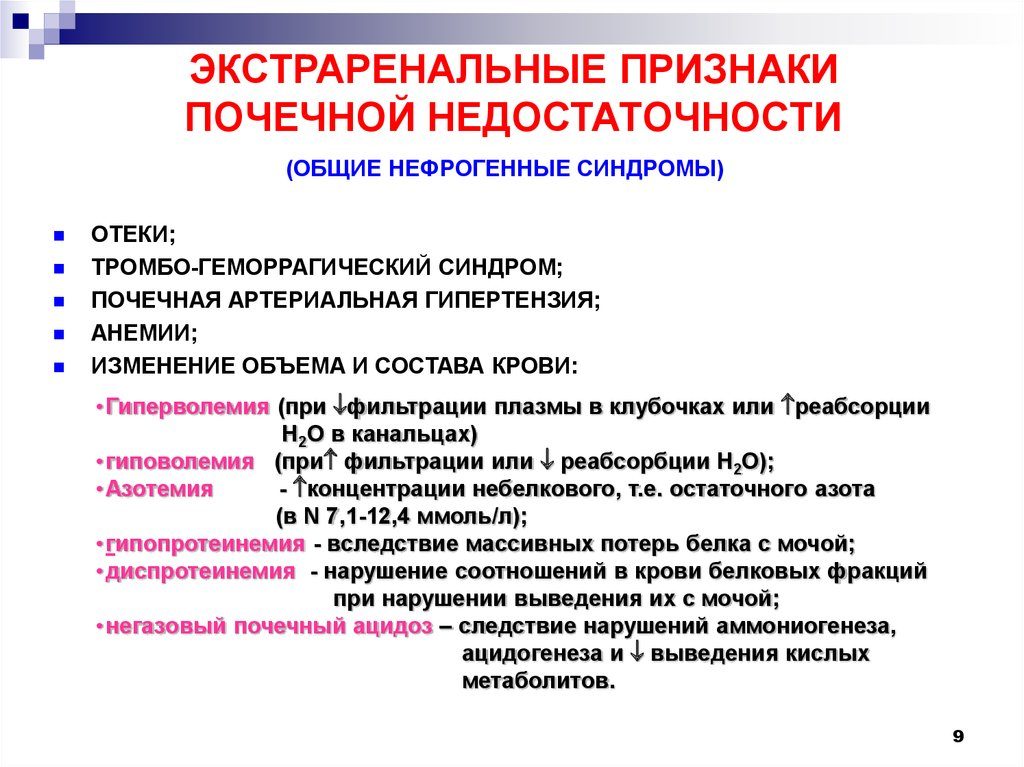 Экстраренальные синдромы при патологии почек у детей