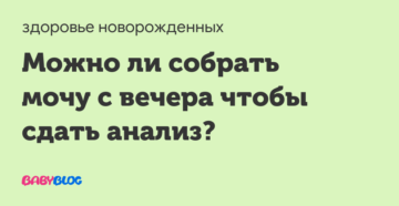 Можно ли вечером собрать мочу а утром сдать