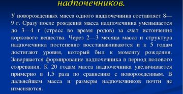 Надпочечники возрастные особенности